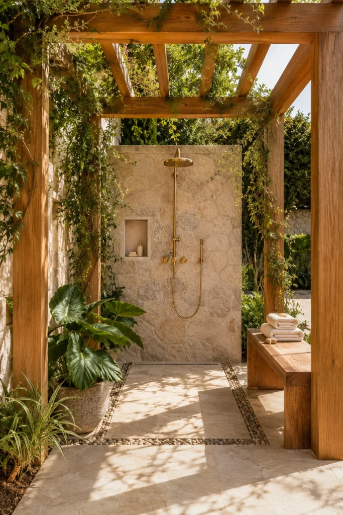 Outdoor Shower with a Pergola