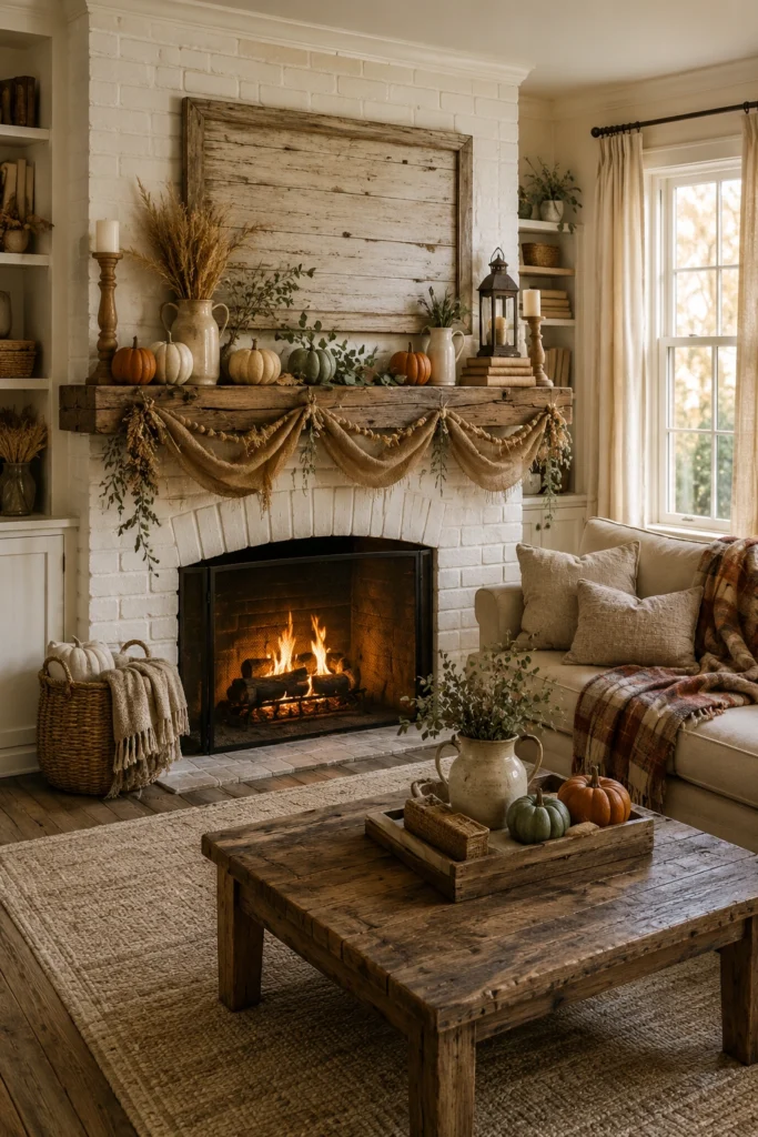 Rustic Farmhouse Fall Mantel