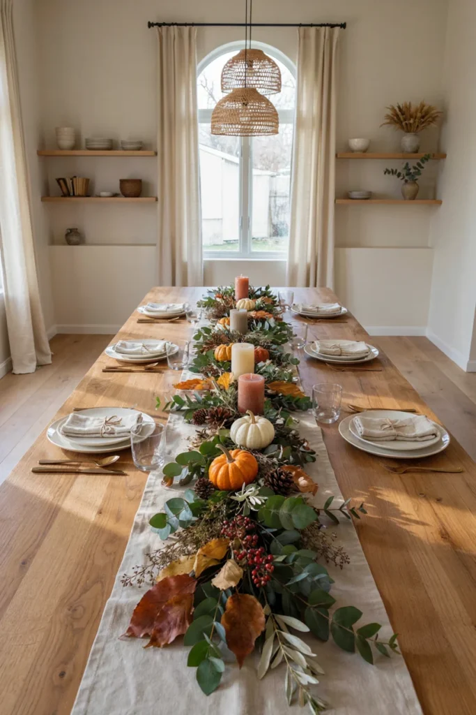 Simple Fall Garland Table Runner