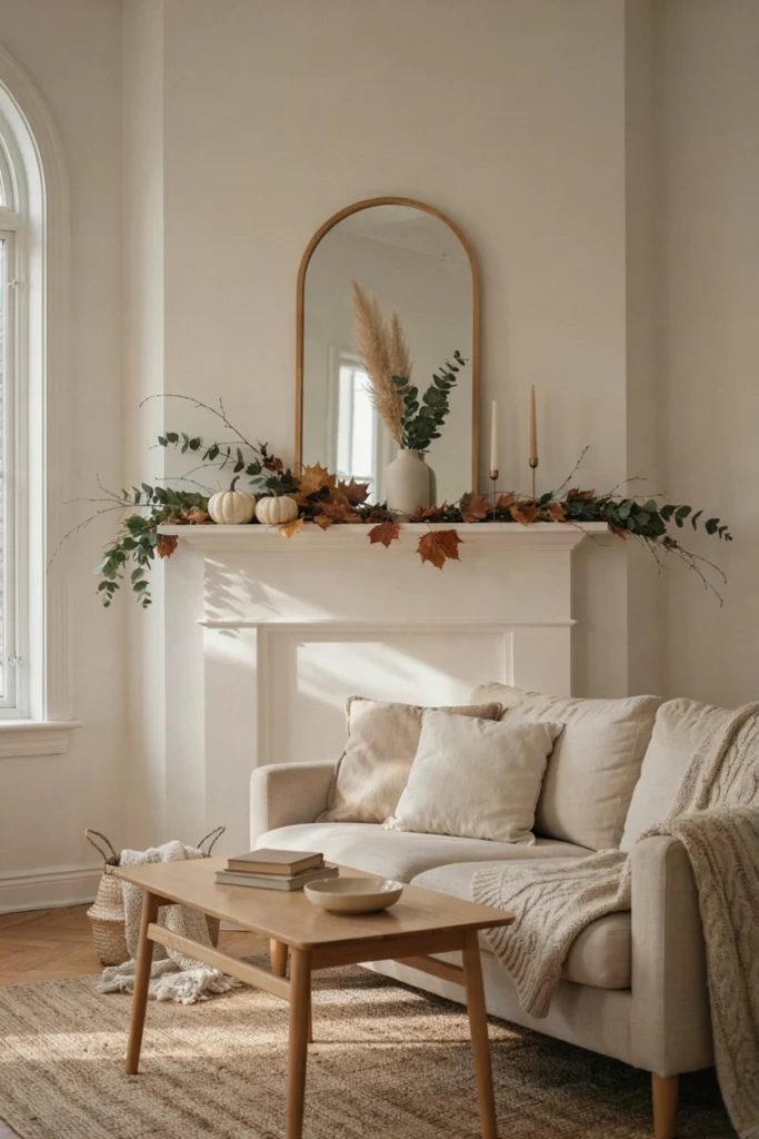 Simple Fall Mantel With Garlands