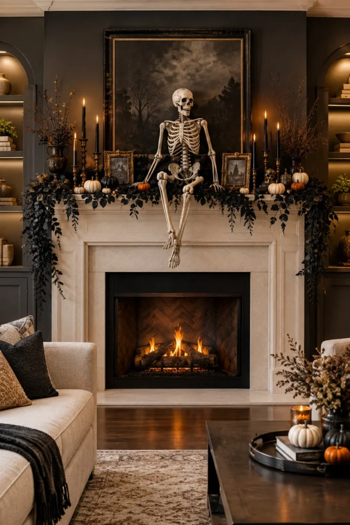 Skeleton Halloween Mantel