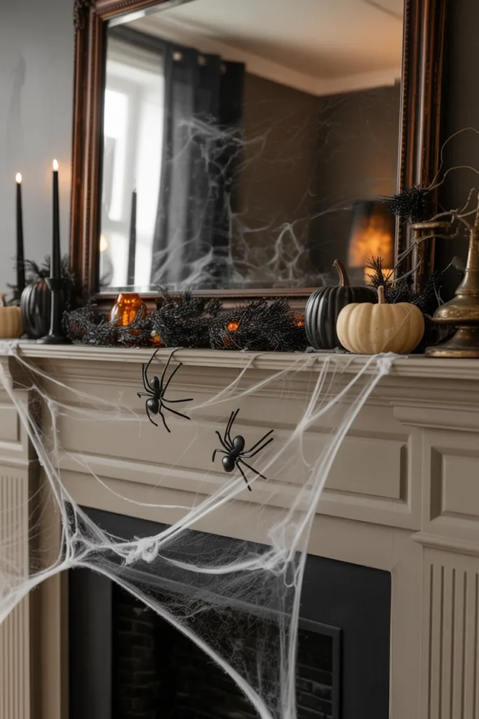 Spooky Spiderweb Mantel