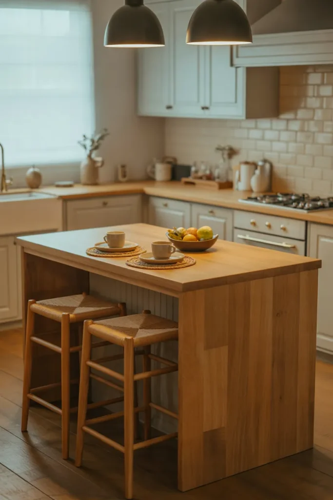 Wood Breakfast Bar for a Warm Look